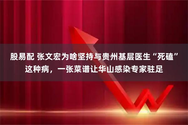 股易配 张文宏为啥坚持与贵州基层医生“死磕”这种病，一张菜谱让华山感染专家驻足